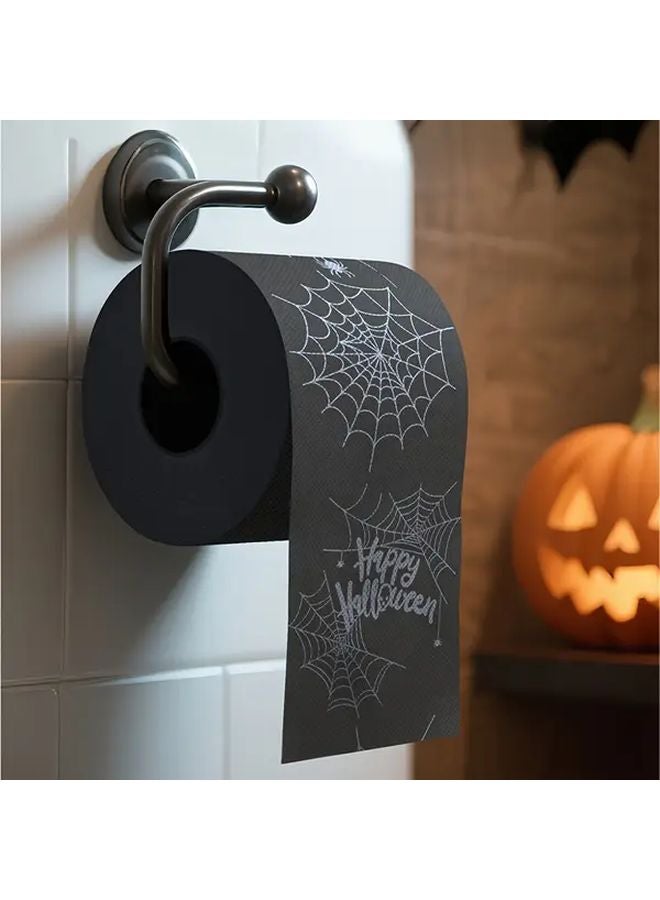 تصميم شبكة عنكبوت هالوين ورق تواليت 4 طبقات 1 قطعة ديكورات الحمام - Image 1